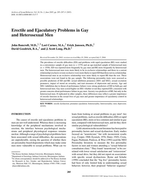 erection gay|Erectile and ejaculatory problems in gay and heterosexual men.